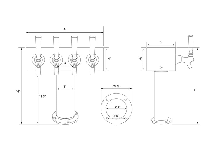 Technical Specs for 3" Draft Beer Tower