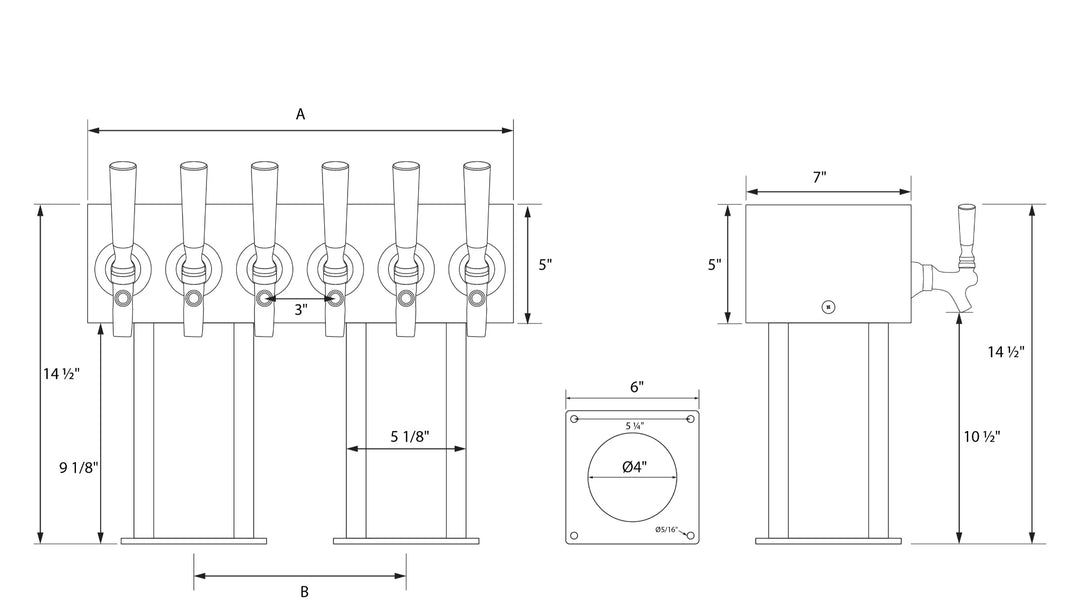 Technical Specs for Dual Octagon Pedestal Draft Beer Tower