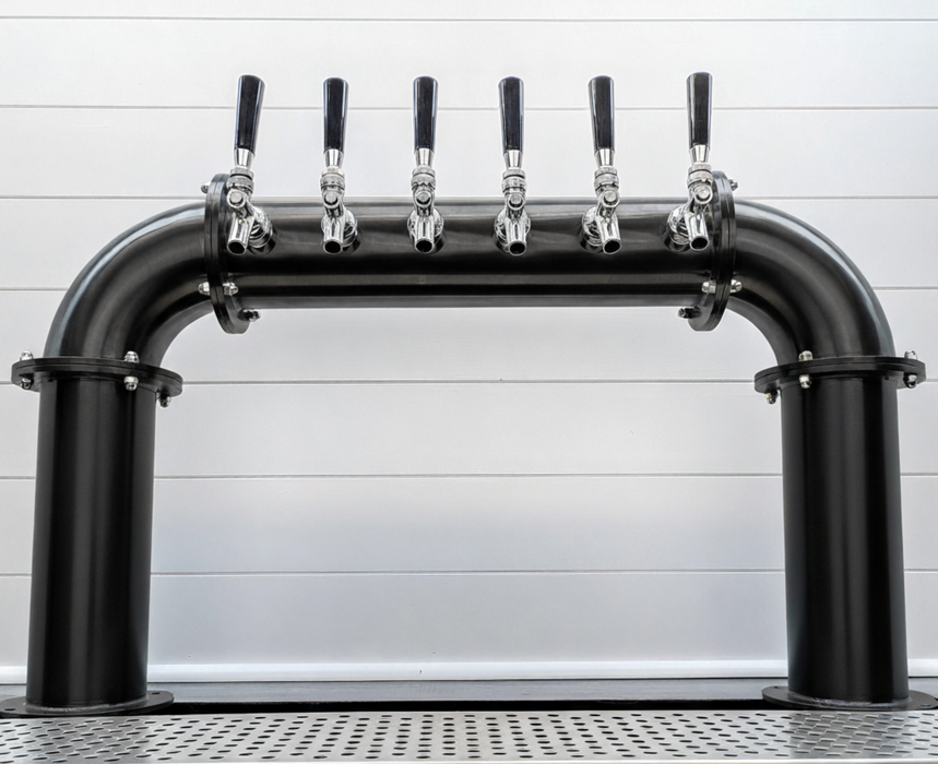 Custom black 4" six faucet beer tower