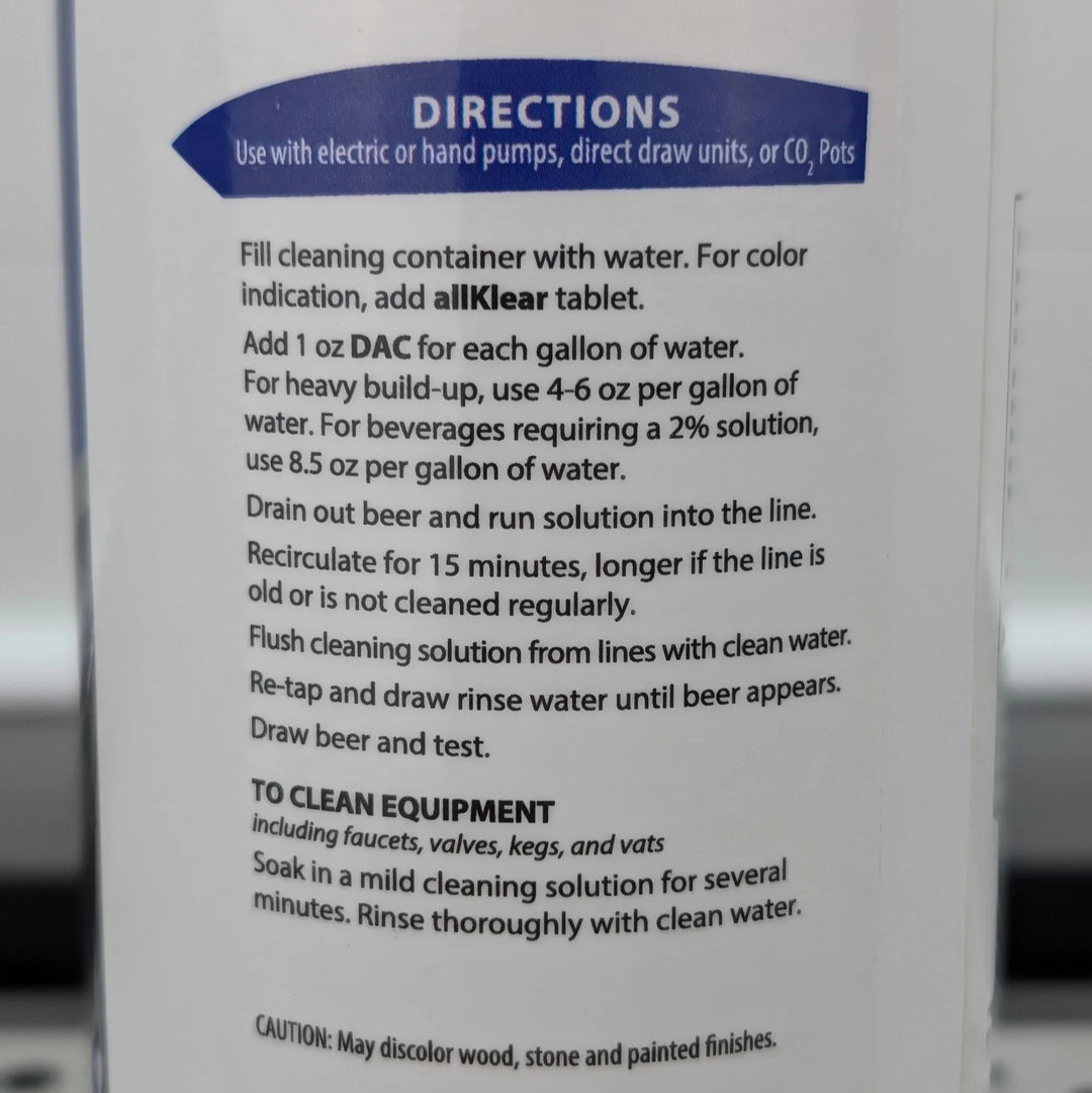 DAC Draft Beverage Cleaner Info