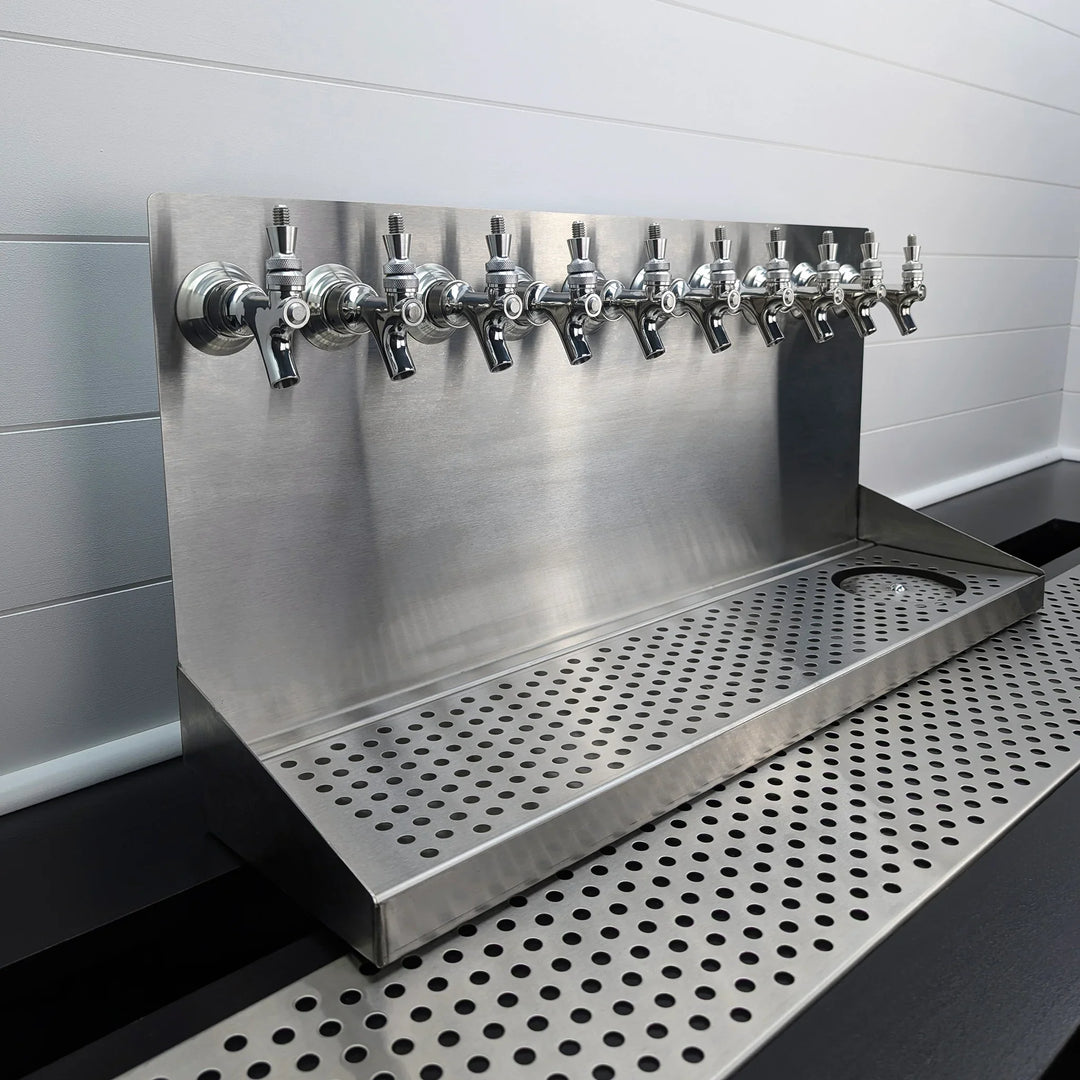 8-Inch Stainless Steel Wall Mount Beer Drip Tray w/ Rinser