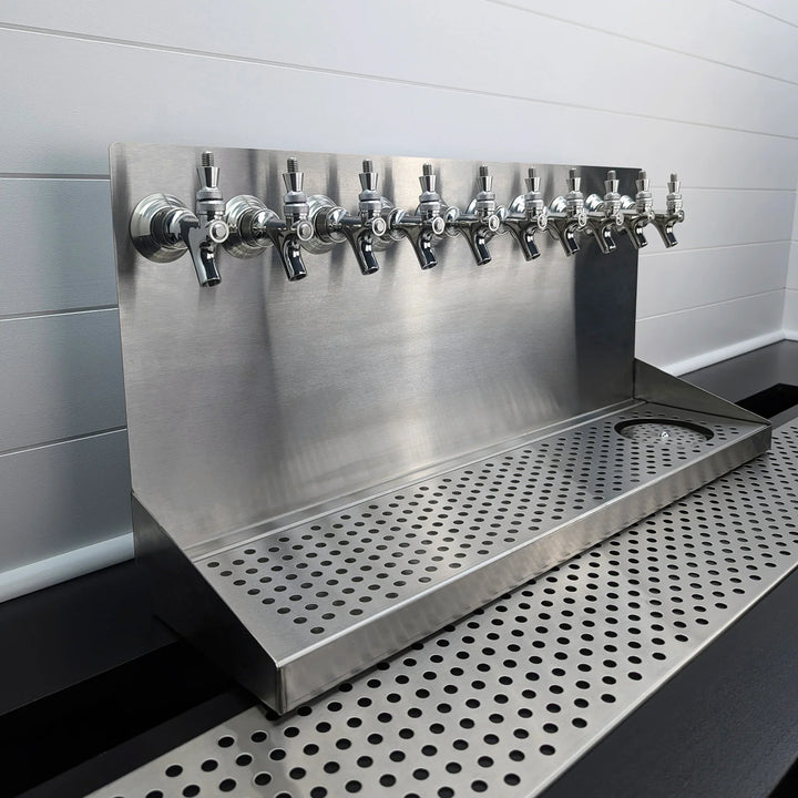 8-Inch Stainless Steel Wall Mount Beer Drip Tray w/ Rinser