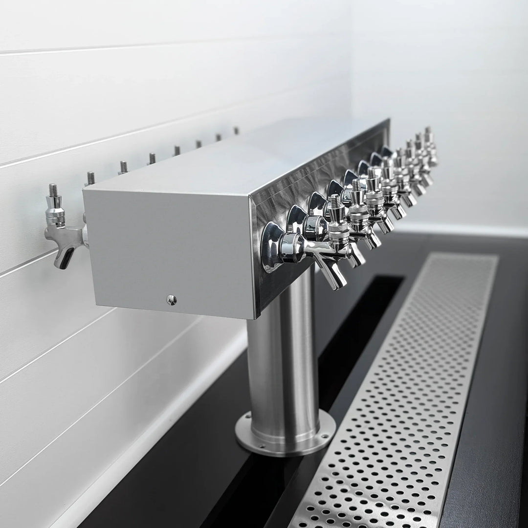 Dual-Sided 4" Single Pedestal Stainless Draft Beer Tower – Glycol Ready