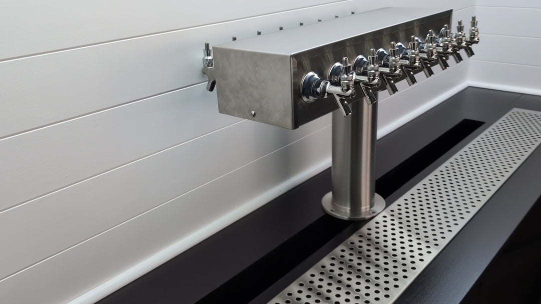 Dual-Sided 4" Single Pedestal Stainless Draft Beer Tower – Glycol Ready